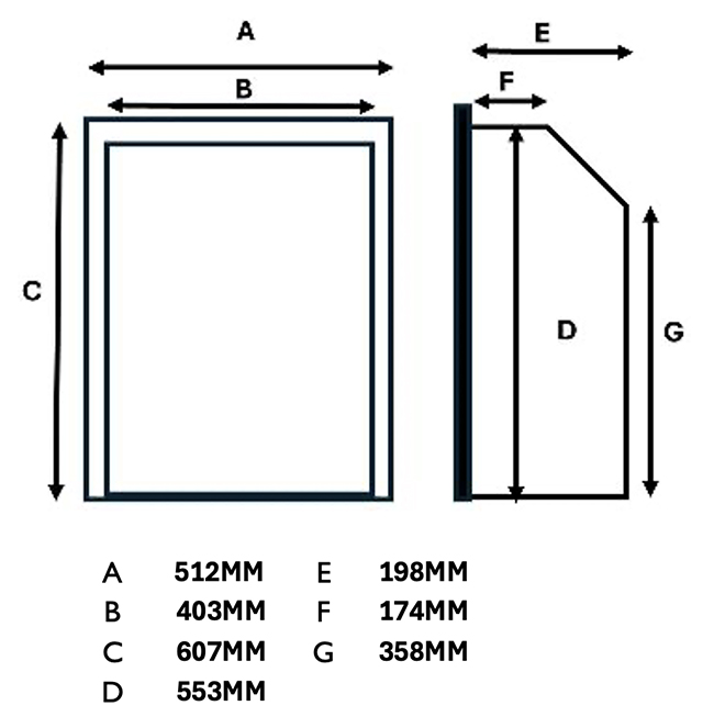 Adore Full Depth HE Gas Fire Sizes