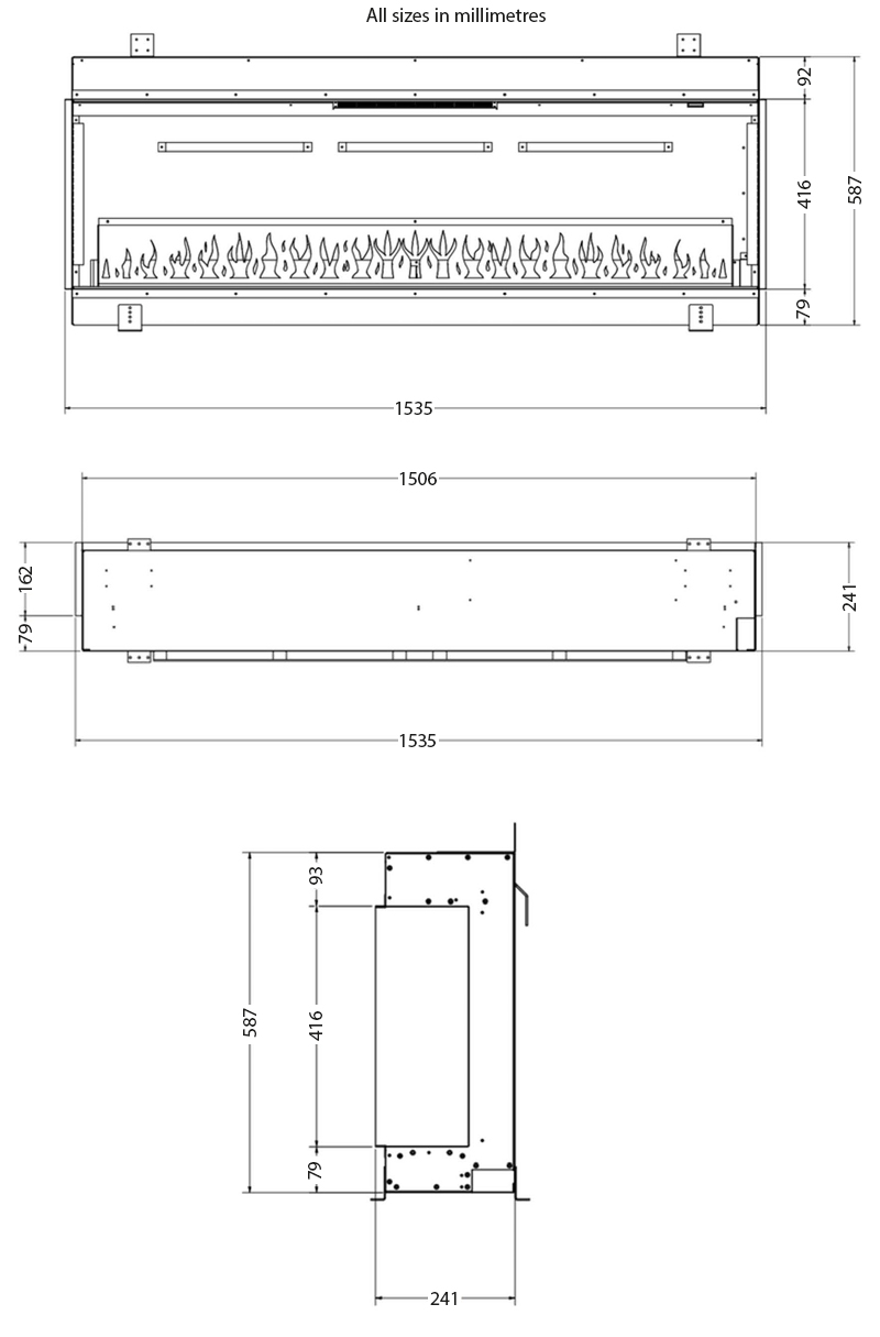 Kinver 1500 SL Fire Sizes