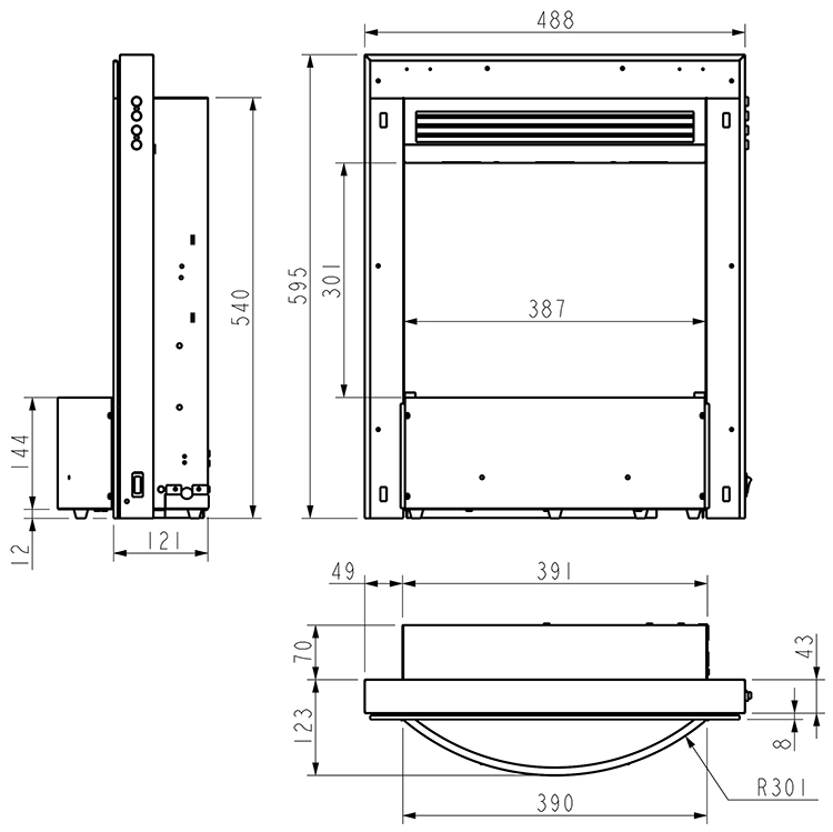 Celsi Ultiflame Ultra 16" Electric Fire Dimensions