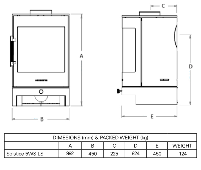 Chesneys Solstice 5WS Log Store Dimensions