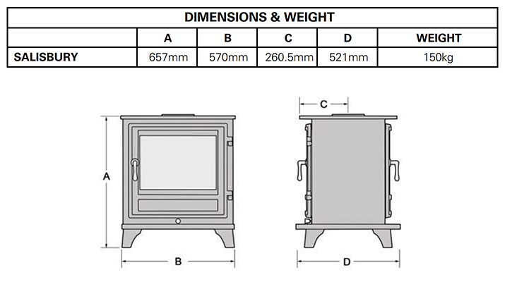 Chesneys Salisbury 8WS Double Sided Dimensions