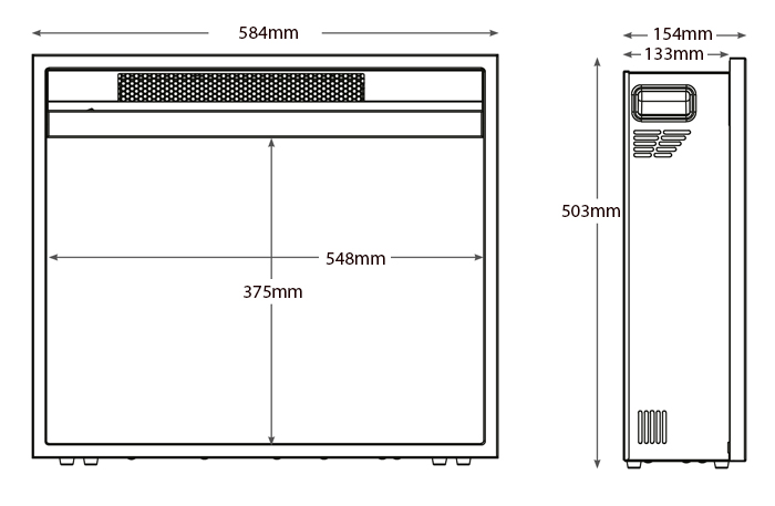 Rodwell 22" Electric Fire Sizes