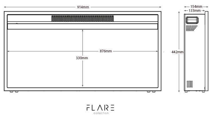 Rodwell 36" Electric Fire Dimensions