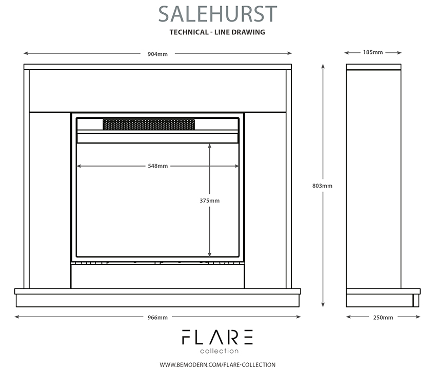 Salehurst Fireplace Suite SIzes