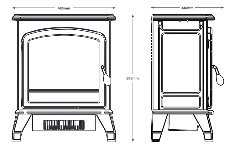 FLARE Trowpoint Electric Stove Dimensions