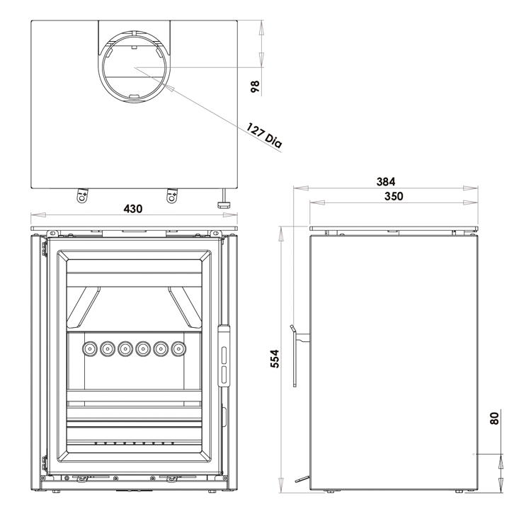 Fireline Ecostar 5 Freestanding Stove Dimensions