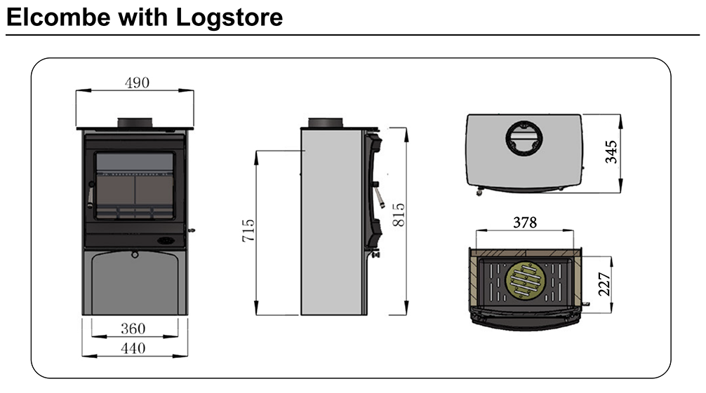 Henley Elcombe 5 Logstore Stove Sizes