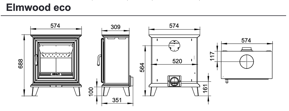 Henley Elmwood Eco Stove Sizes