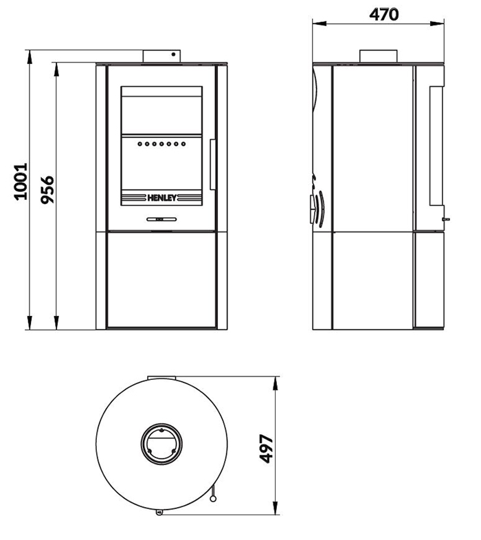 Henley Geneva 5kW Stove Dimensions