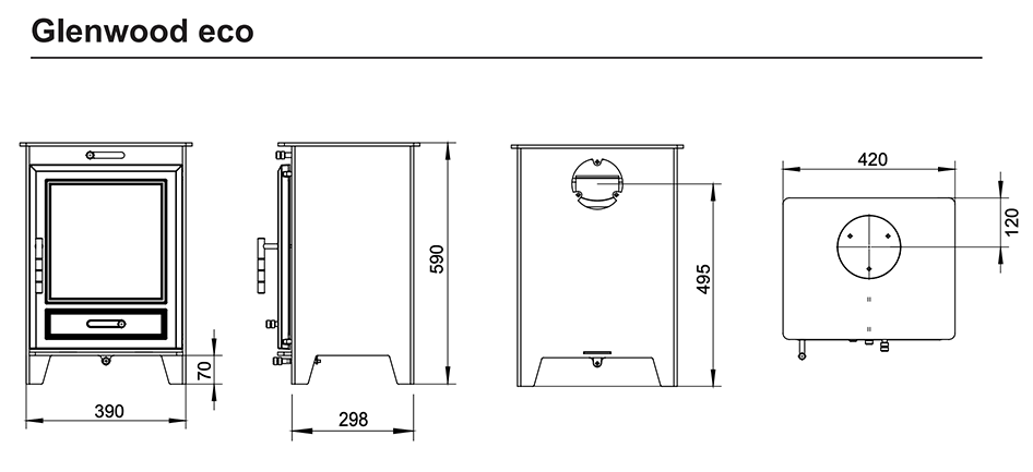 Henley Glenwood Eco Stove Dimensions