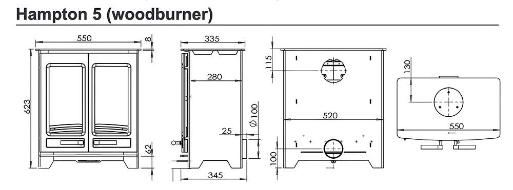 Henley Stoves Hampton 5 Sizes