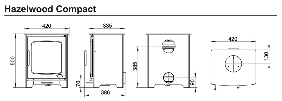 Henley Hazelwood Compact Stove Dimensions