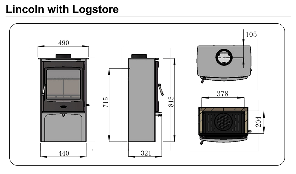 Henley Lincoln with Logstore Stove Sizes