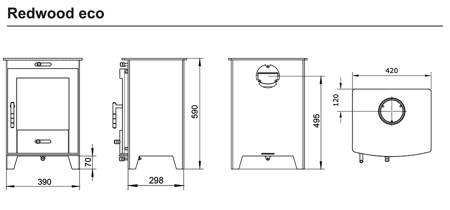 Henley Redwood Eco Stove Sizes