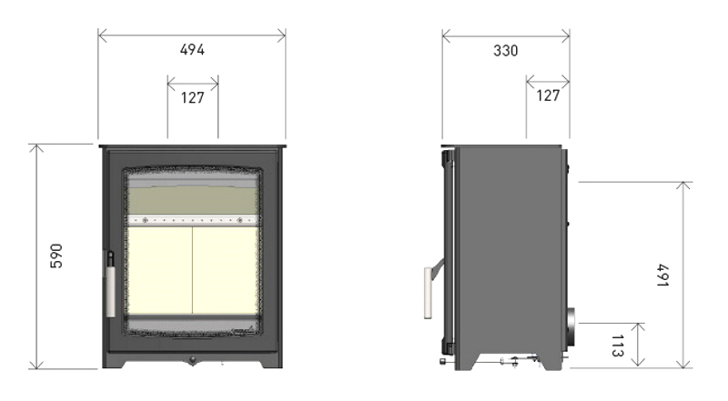 Parkray Aspect 5 Compact Stove Sizes