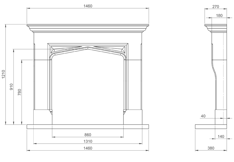 Penman Beaufort Fireplace Dimensions