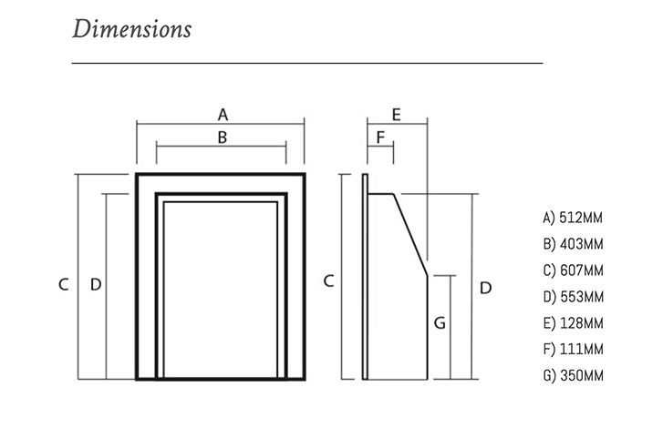 Wildfire Pesaro HE Gas Fire Sizes