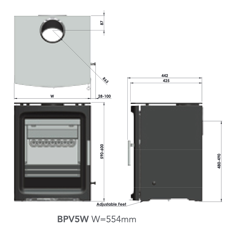 Purevision BPV5W Wide Stove Sizes