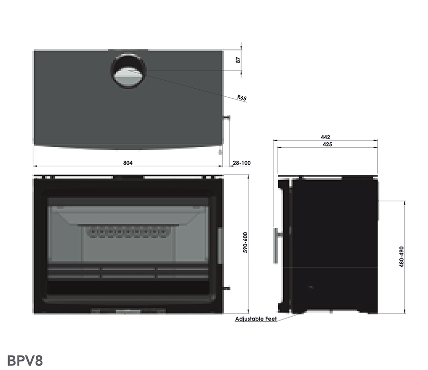 Purevision BPV8 Stove Dimensions