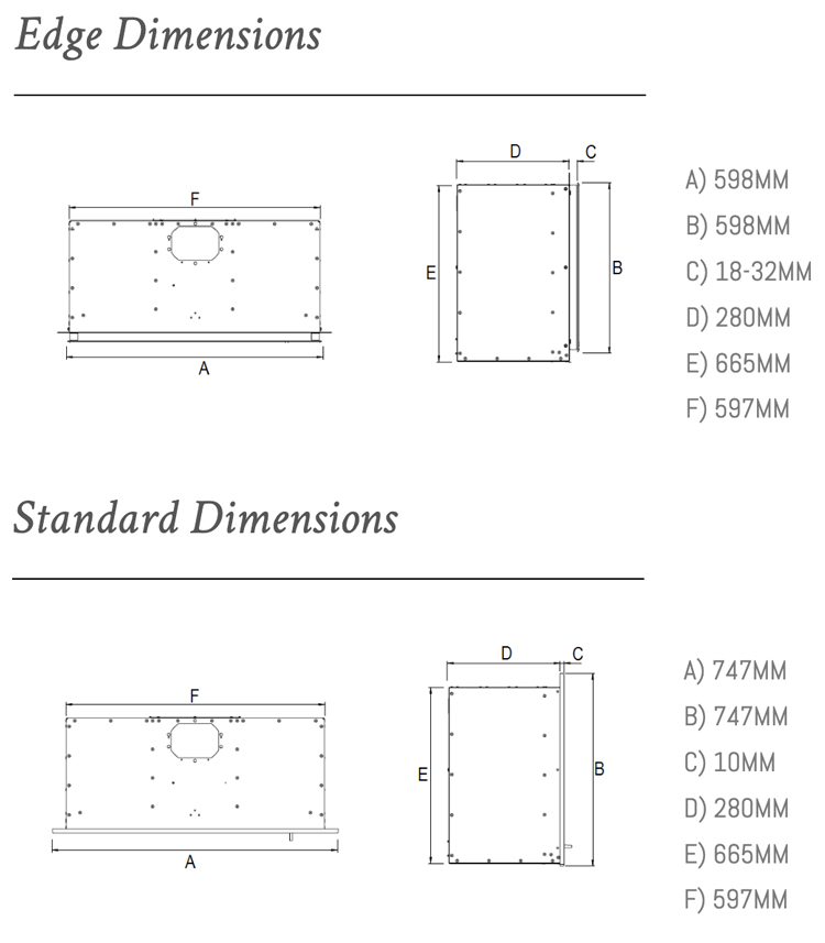 Ravel 600 HIW Dimensions