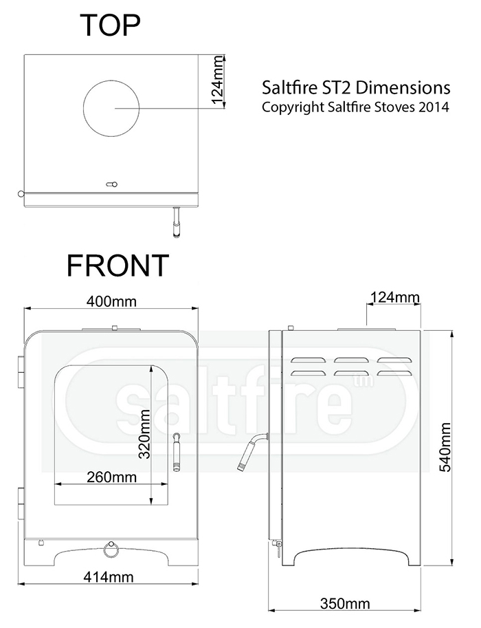 Saltfire ST2 Multi-Fuel Stove Sizes