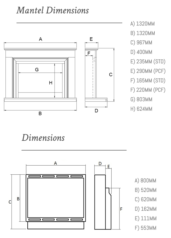 Wildfire HE950L In Seville Suite Dimensions