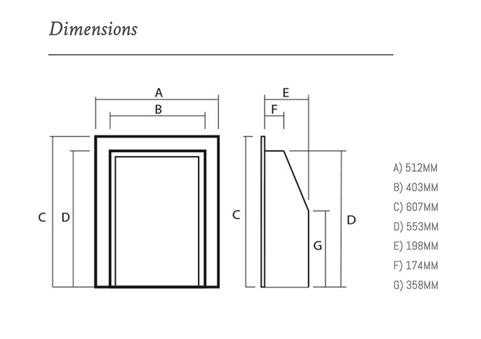 Wildfire Cressida HE Gas Fire Sizes