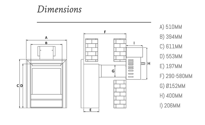 Ravel 400 HE Balanced Flue Dimensions