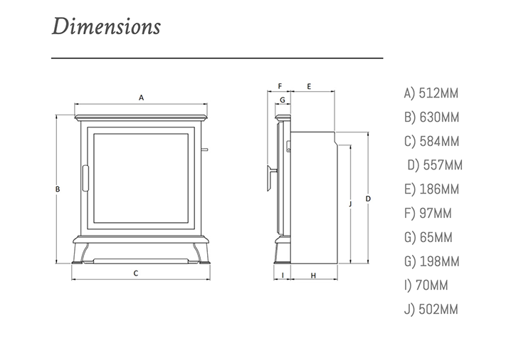 Ravel 400 HE Inset Gas Stove Dimensions