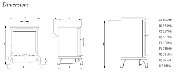 Wildfire Ravel 400C Gas Stove Dimensions