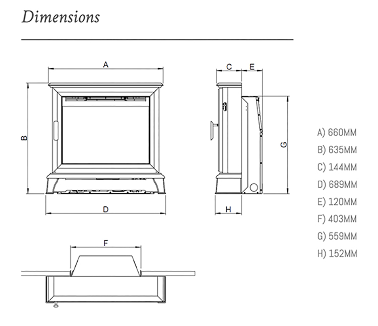 Ravel 550 Inset Stove Sizes