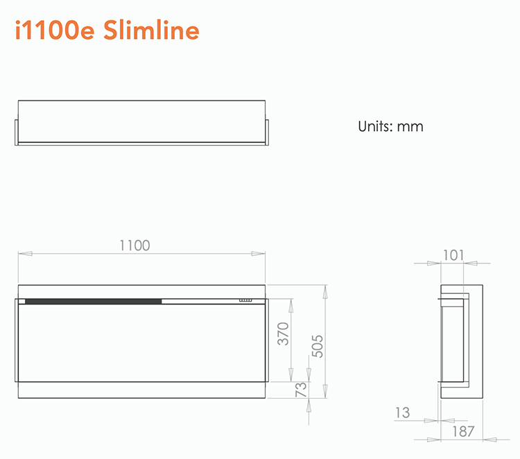 iRange i1100e Slimline Fire Sizes