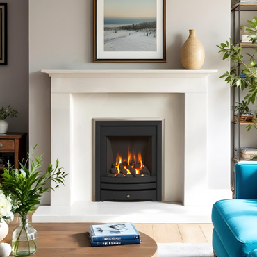 Adore Gas Fire in Limestone Fireplace