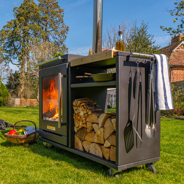BBQube & Log Store - Outdoor Wood Burning Grill & Heater