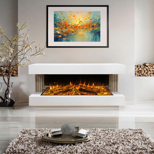 Celsi Electriflame DLX 1250 Monroe 3-Sided Glass Smart Electric Fireplace Suite