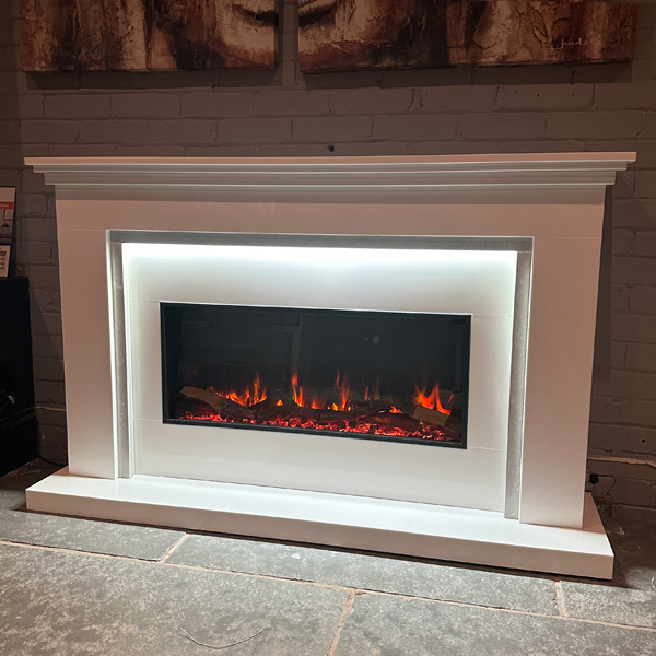 Daytona Marble Electric Fireplace Suite