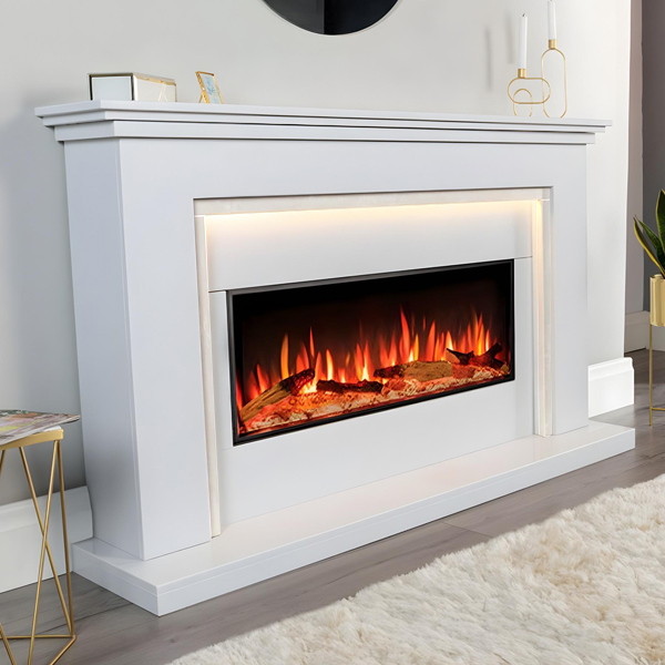 Daytona Marble Electric Fireplace Suite