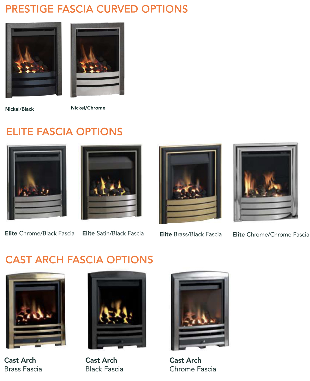 Paragon Focus HE Gas Fire Fascia Options