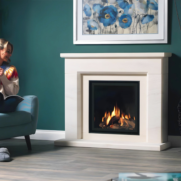 Wildfire Ravel 600BF Asti Limestone Balanced Flue Gas Fire Suite