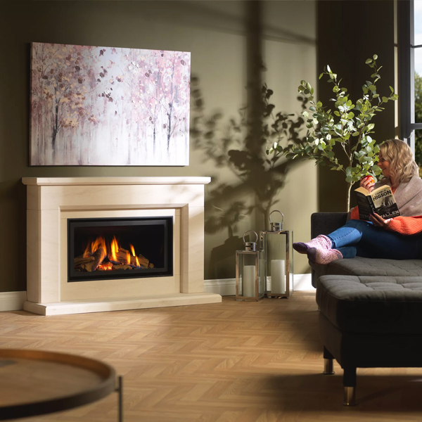 Wildfire Ravel 800BF Asti Limestone Balanced Flue Gas Fire Suite