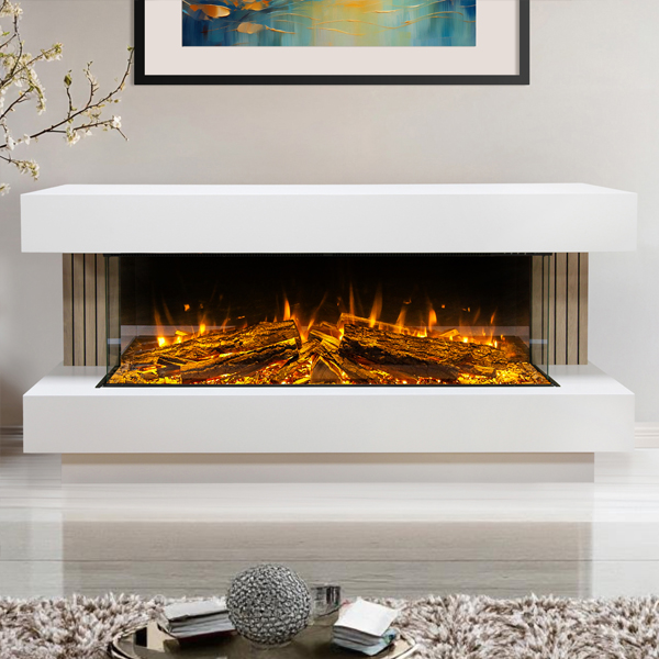 Celsi Electriflame DLX 1250 Monroe 3-Sided Glass Smart Electric Fireplace Suite