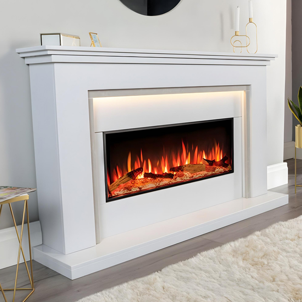 Daytona Marble Electric Fireplace Suite