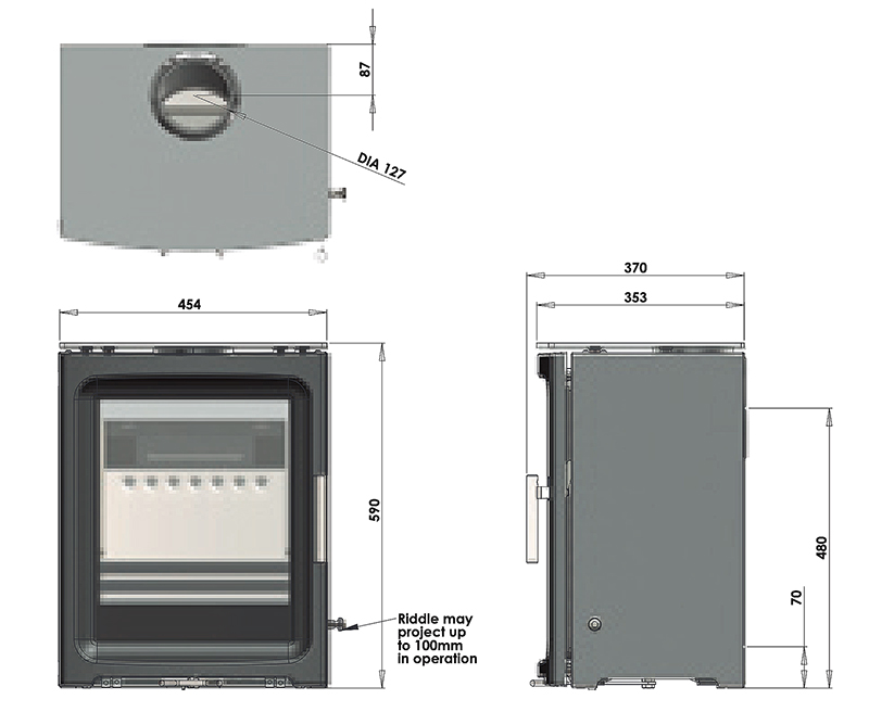 Purevision BPV5 Slimline Stove Sizes