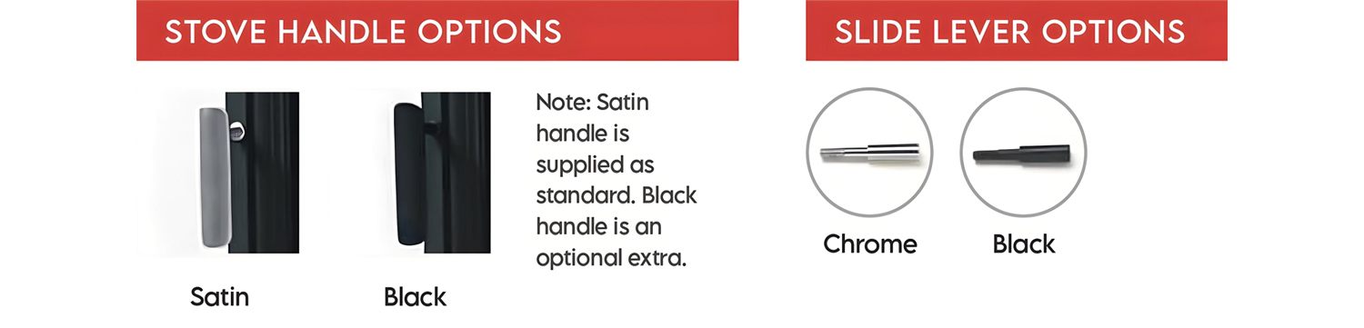 Ravel 550 HE Inset Stove Handle and Slide Lever options