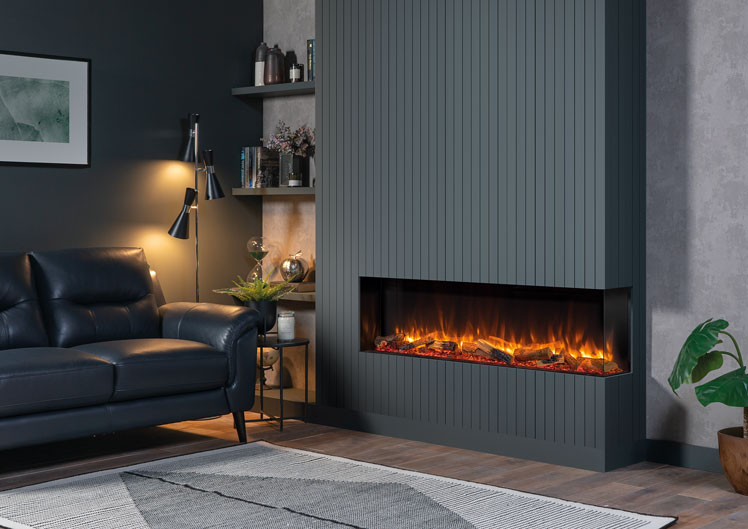 eReflex Electric Fire fitted 2-Sided Corner Fireplace